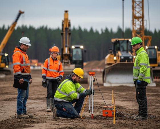 Earthwork - Construction workers testing soil - v.1