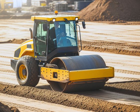 Earthwork - Roller compacting earth - v.1